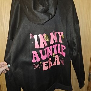 Black Hoodie with Pink and Yellow Graphic
